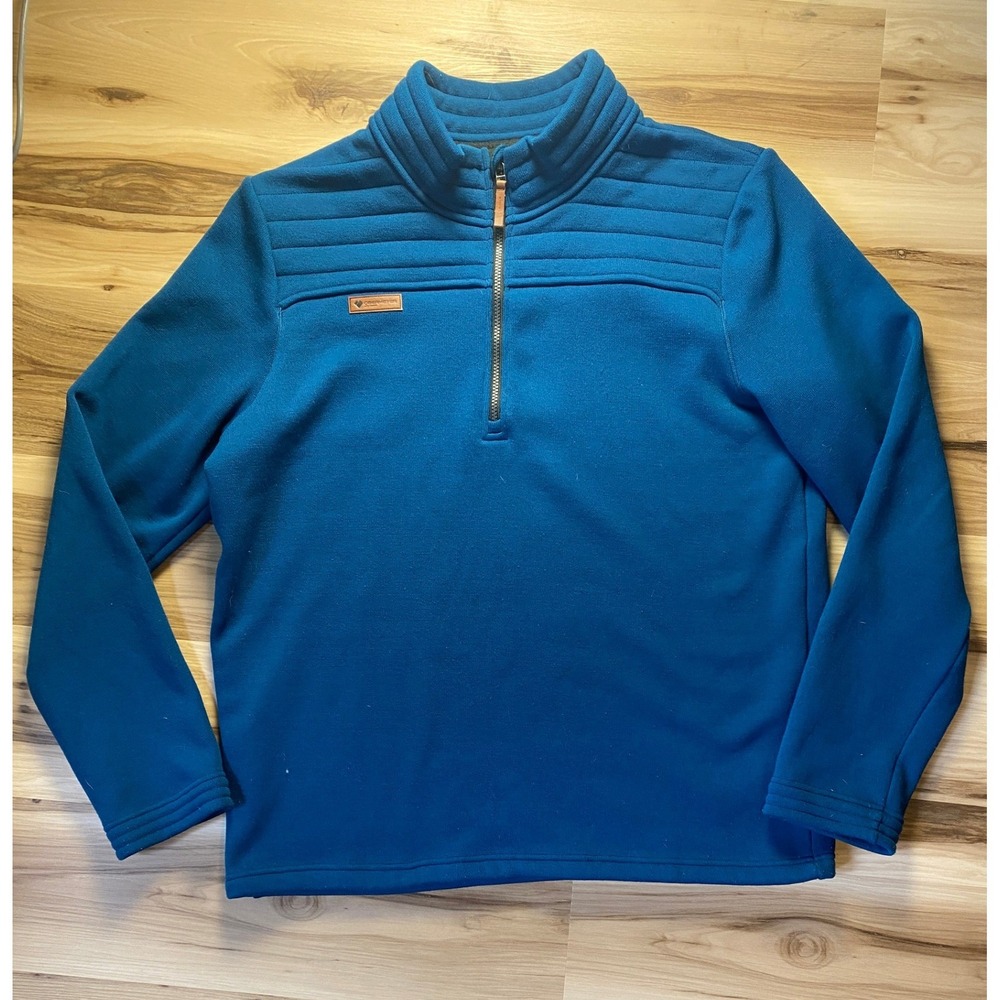 Obermeyer Mens Heritage‎ Collection Quarter Zip Fleece Pullover Blue XL Quilted